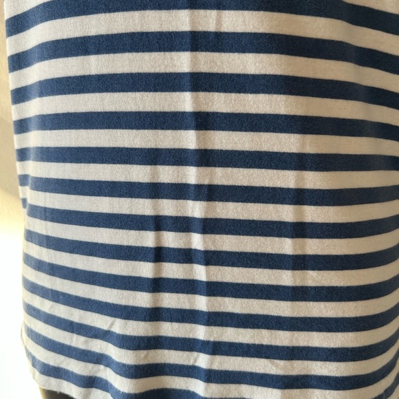 Ralph Lauren Blue & White Striped V-Neck Women's Logo Tee | Medium - Picture 3 of 9